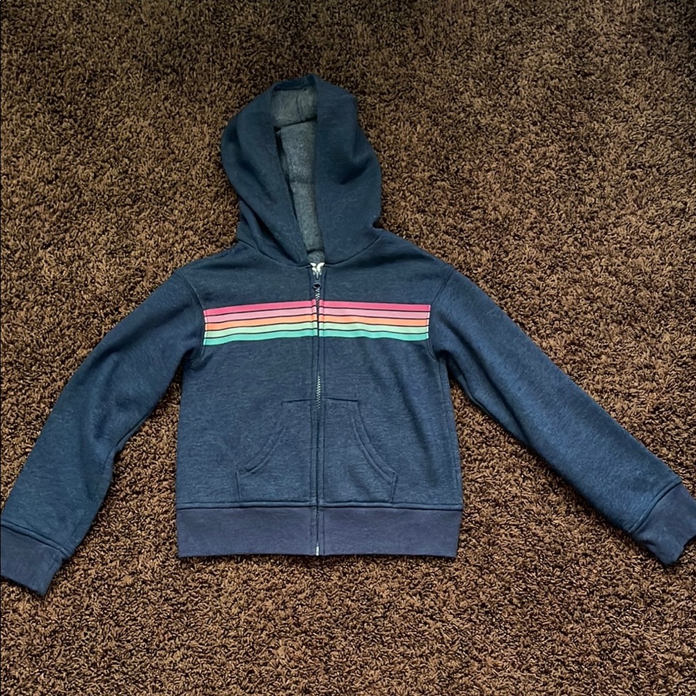 SO Blue and Red Hoodie with Striped Design